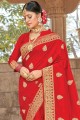 Stylish Red Silk Wedding Saree