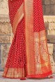 Modish Red Silk Wedding Saree