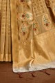 Golden Banarasi raw silk Banarasi Saree