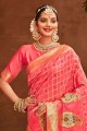 Pink raw silk Banarasi Saree