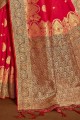 Fascinating Red Banarasi raw silk Banarasi Saree