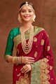 Fashionable Maroon Banarasi raw silk Banarasi Saree