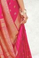 Luring Pink Banarasi raw silk Banarasi Saree