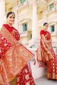 Appealing Red Banarasi raw silk Banarasi Saree