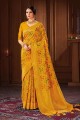 Yellow raw silk Banarasi Saree