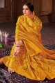 Yellow raw silk Banarasi Saree