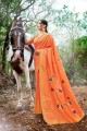 Latest Orange Banarasi raw silk Banarasi Saree