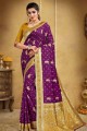 Excellent Purple Silk Banarasi Saree