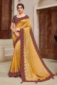 Delicate Yellow Georgette and silk Saree