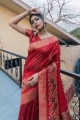 Dashing Red Tussar silk Saree
