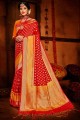 Ethinc Red Art silk South Indian Saree