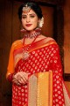 Ethinc Red Art silk South Indian Saree