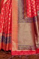 Dazzling Tamato red Art silk South Indian Saree