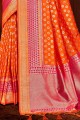 Splendid Orange Art silk South Indian Saree
