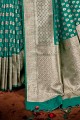 Exquisite Teal Art silk South Indian Saree