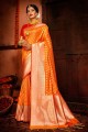 Stunning Orange Art silk South Indian Saree