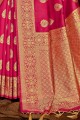 Opulent Pink Banarasi raw silk Banarasi Saree