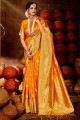 Latest Ethnic Mustard Banarasi raw silk Banarasi Saree