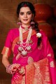 Latest Ethnic Pink Banarasi raw silk Banarasi Saree
