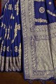 Traditional Navy blue Banarasi raw silk Banarasi Saree