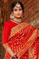 Charming Red Banarasi raw silk Banarasi Saree