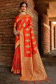 Ravishing Orange Banarasi raw silk Banarasi Saree
