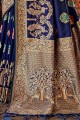 Indian Ethnic Navy blue Banarasi raw silk Banarasi Saree