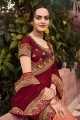 Elegant Maroon Silk Indian Saree