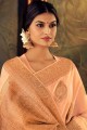 Stylish Peach Art silk South Indian Saree