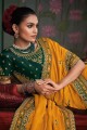 Admirable Embroidered Saree in Mustard