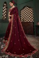 Embroidered Saree in Maroon