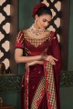Embroidered Saree in Maroon