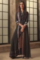 Cotton and silk Anarkali Suit in Black