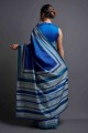 Printed Saree in Royal blue