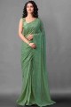 Sequins,embroidered Saree in Pastel green