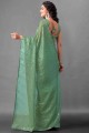 Sequins,embroidered Saree in Pastel green