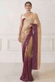 Sequins,embroidered Saree in Wine