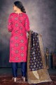 Pink Banarasi raw silk Straight Suit