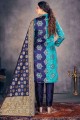 Banarasi raw silk Straight Suit in Blue