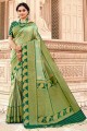 Ethinc Banarasi raw silk Banarasi Saree in Green