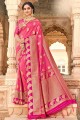 Traditional Pink Banarasi raw silk Banarasi Saree