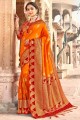 Appealing Banarasi raw silk Banarasi Saree in Orange