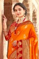 Appealing Banarasi raw silk Banarasi Saree in Orange
