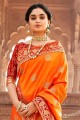 Excellent Orange Banarasi raw silk Banarasi Saree
