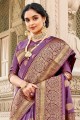 Opulent Purple Banarasi raw silk Banarasi Saree