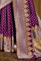 Elegant Banarasi raw silk Banarasi Saree in Purple