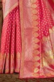 Charming Banarasi raw silk Banarasi Saree in Pink