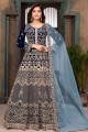 Embroidered Anarkali Suit in Blue
