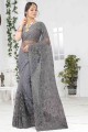 Grey Net  Indian Saree