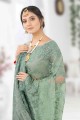 Embroidered Saree in Fennel green